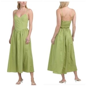 MOON RIVER Drop Waist Midi Dress - Green